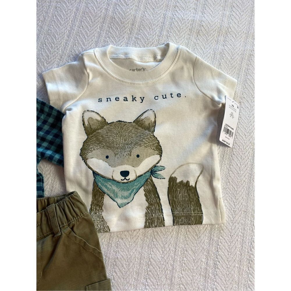 CARTER’S 3M BABY BOY Sneaky Cute 3-PC TOPS & BOTTOM PANTS SET - Picture 2 of 9